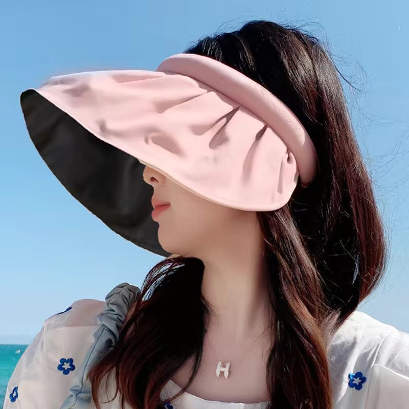 Wholesale Polyester UV Resistant Large Brim Black Rubber Hollow Top Hat